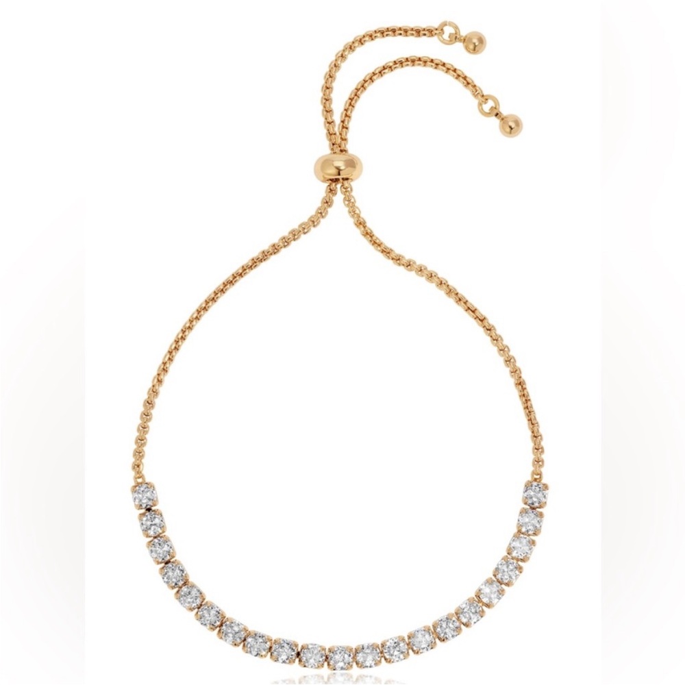 Ettica 18K Gold Plated Dainty Crystal Adjustable Bracelet NWT